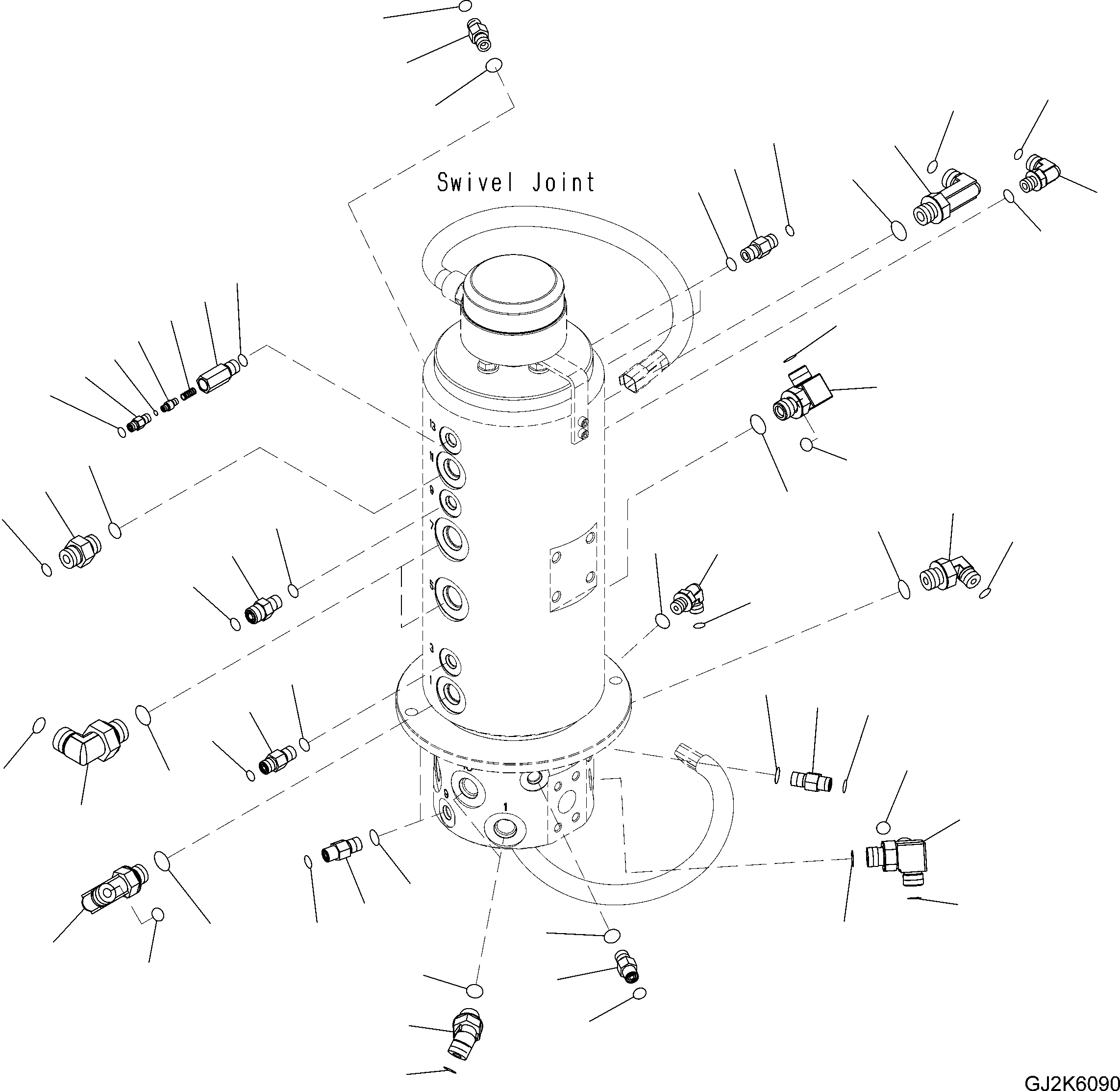 Komatsu parts book diagram for PW220-7E0 S/N H65051-UP: SWIVEL JOINT RELATED PARTS