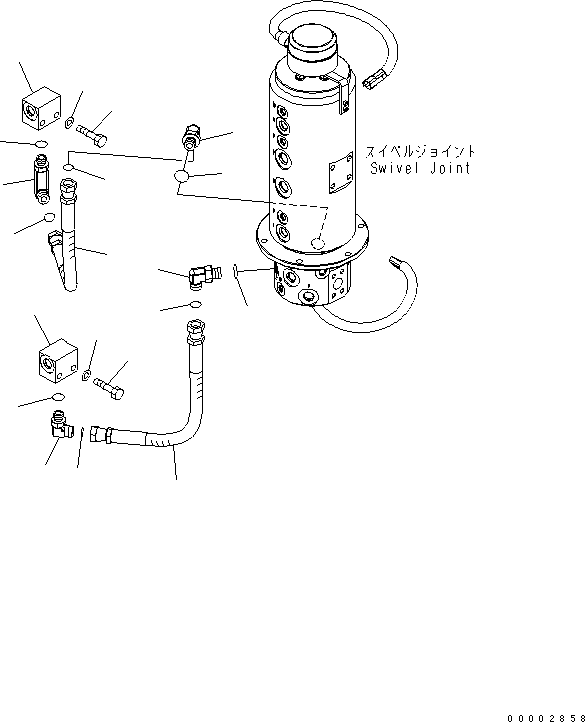 Komatsu parts book diagram for PW220-7E0 S/N H65051-UP: UNDER ATTACHMENT PIPING (SWIVEL JOINT ATTACHMENT PARTS)