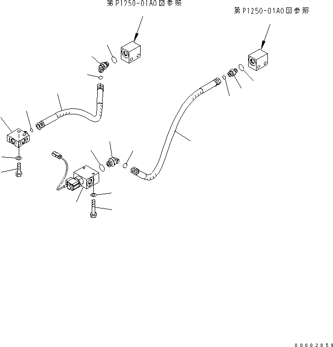 Komatsu parts book diagram for PW220-7E0 S/N H65051-UP: UNDER ATTACHMENT PIPING (FRONT SOLENOID RELATED PARTS - BLADE)