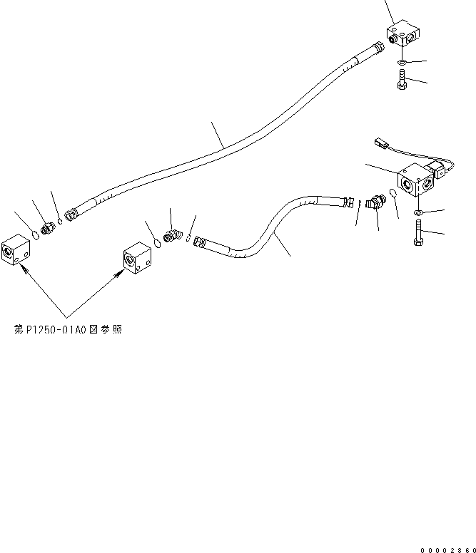 Komatsu parts book diagram for PW220-7E0 S/N H65051-UP: UNDER ATTACHMENT PIPING (REAR SOLENOID RELATED PARTS - BLADE)