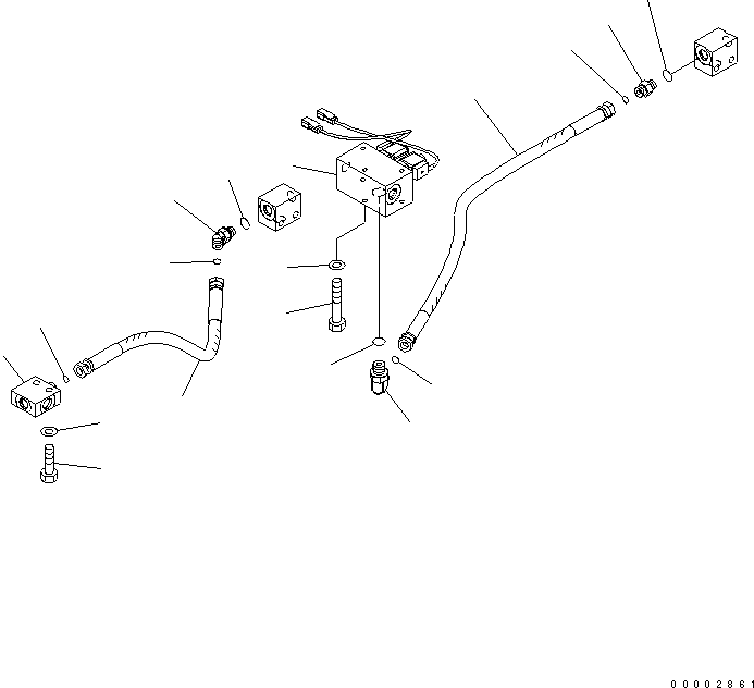 Komatsu parts book diagram for PW220-7E0 S/N H65051-UP: UNDER ATTACHMENT PIPING (FRONT SOLENOID RELATED PARTS - OUTRIGGER)