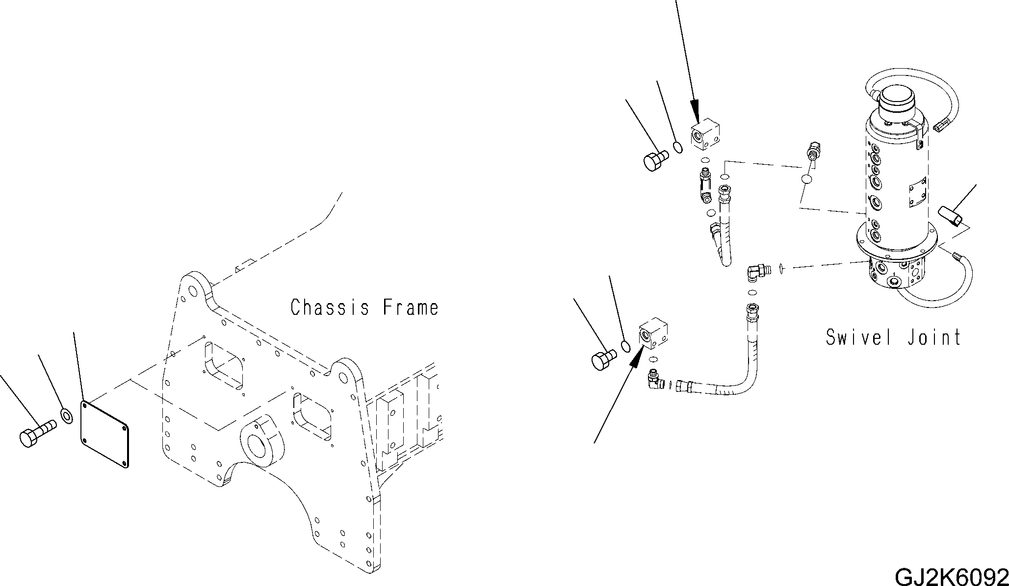 Komatsu parts book diagram for PW220-7E0 S/N H65051-UP: UNDER ATTACHMENT RELATED PARTS (FRONT ATTACHMENT LESS)