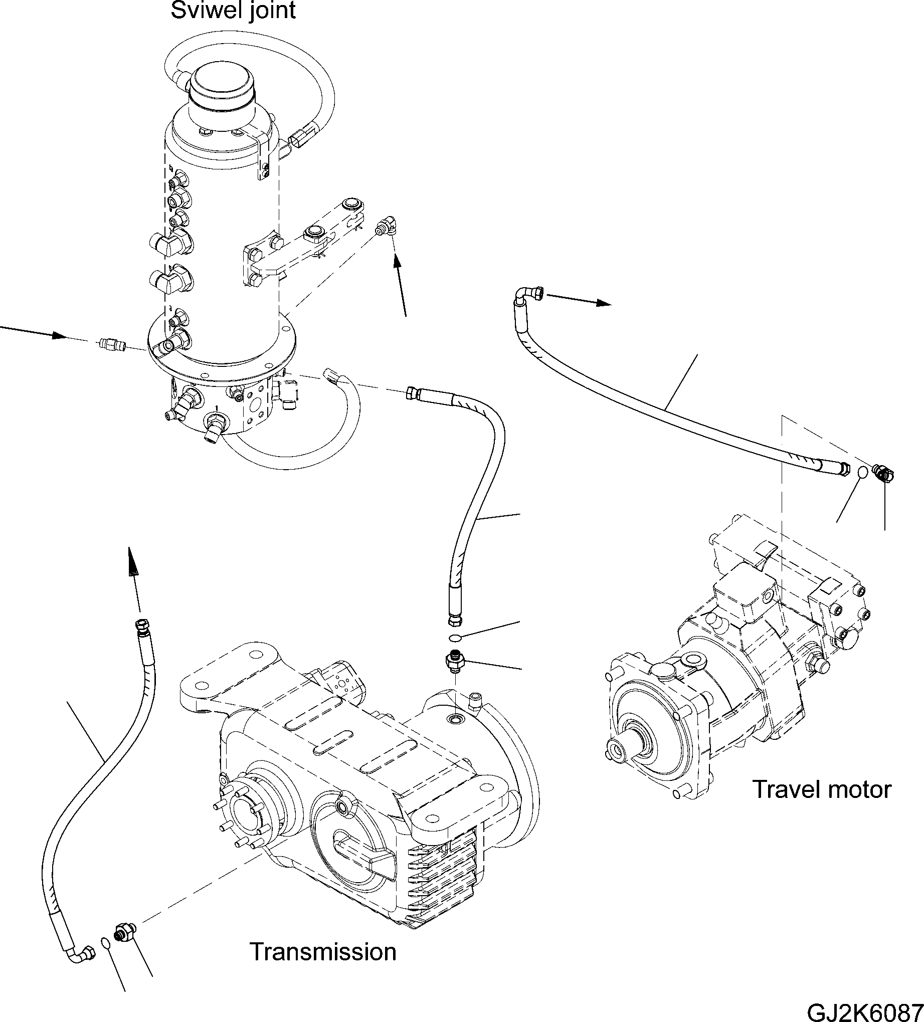 Komatsu parts book diagram for PW220-7E0 S/N H65051-UP: TRANSMISSION CONTROL LINE