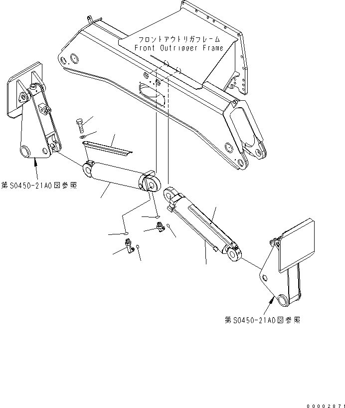 Komatsu parts book diagram for PW220-7E0 S/N H65051-UP: OUTRIGGER CYLINDER (FOR FRONT OUTRIGGER)