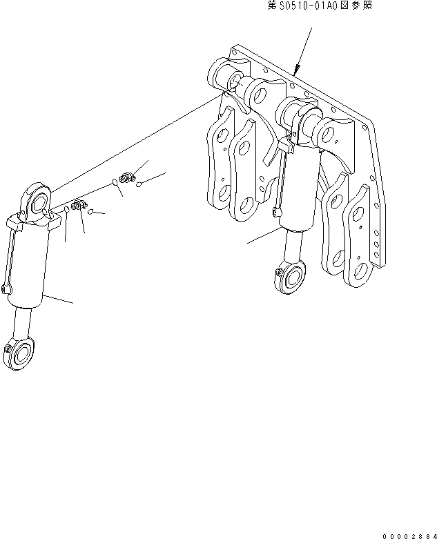 Komatsu parts book diagram for PW220-7E0 S/N H65051-UP: BLADE CYLINDER (FOR FRONT DOZER)