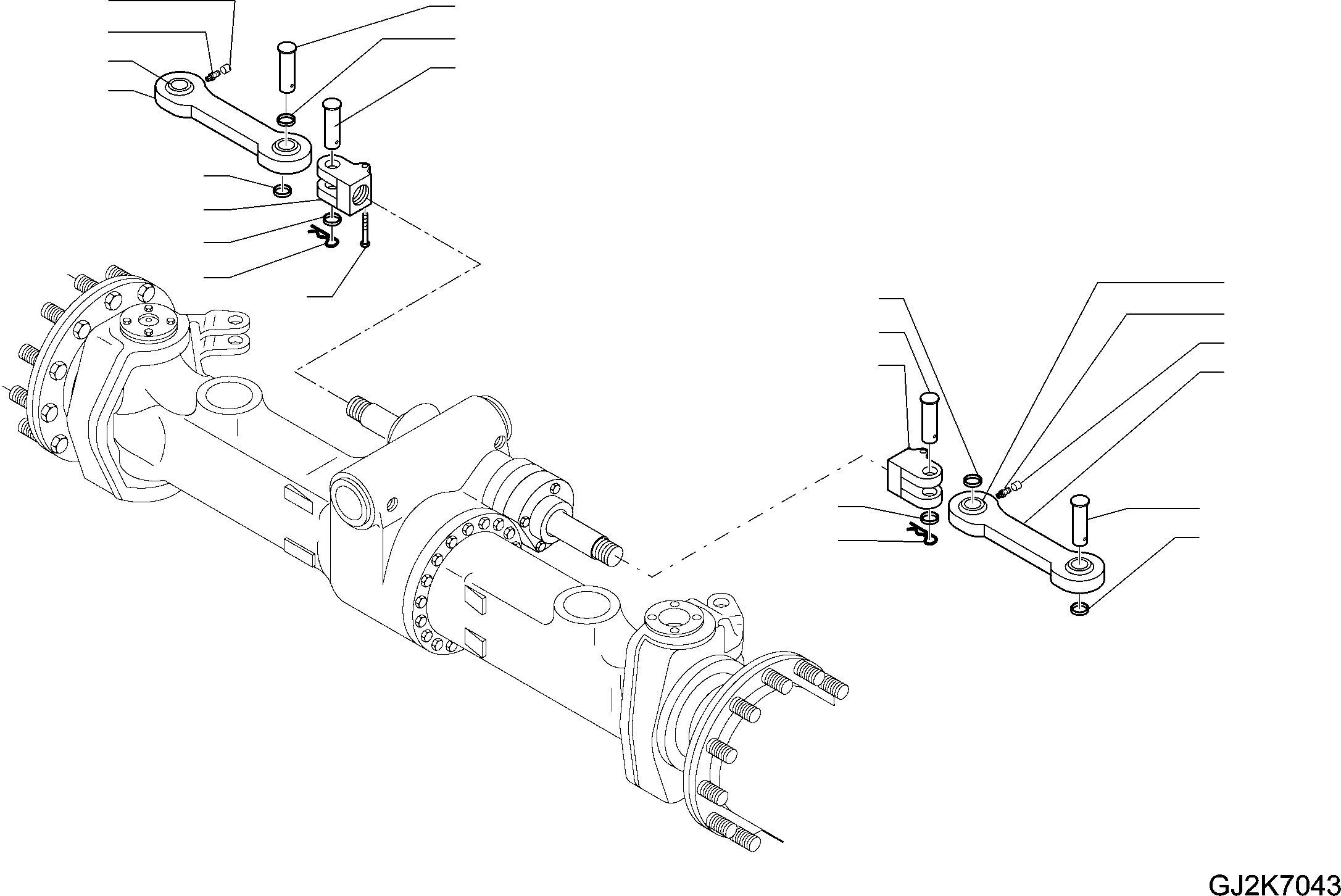 Komatsu parts book diagram for PW220-7E0 S/N H65051-UP: FRONT AXLE (2/5) (2.75M WIDTH) STEERING ARM