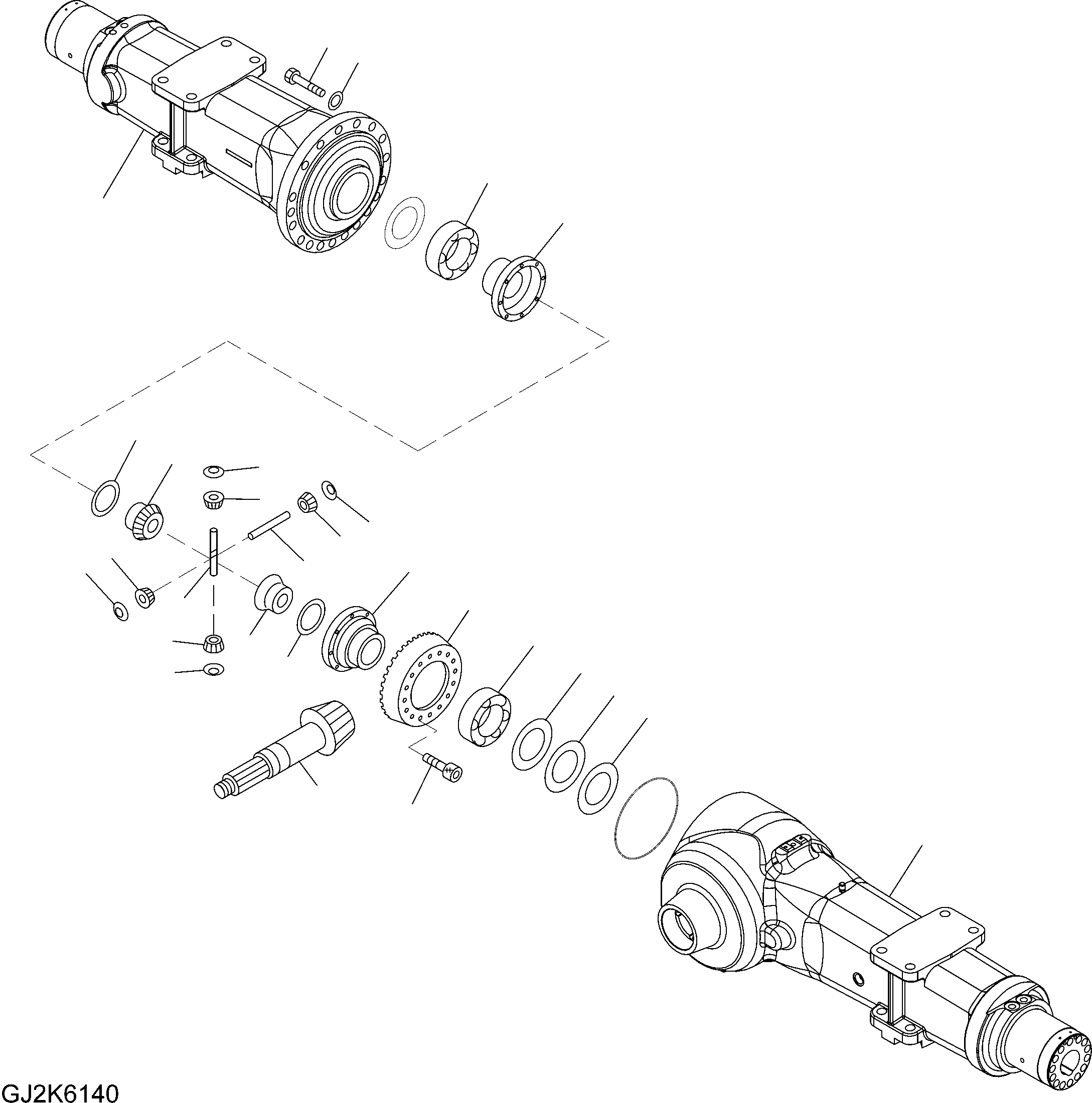 Komatsu parts book diagram for PW220-7E0 S/N H65051-UP: REAR AXLE (2/4) (2.75M WIDTH) AXLE