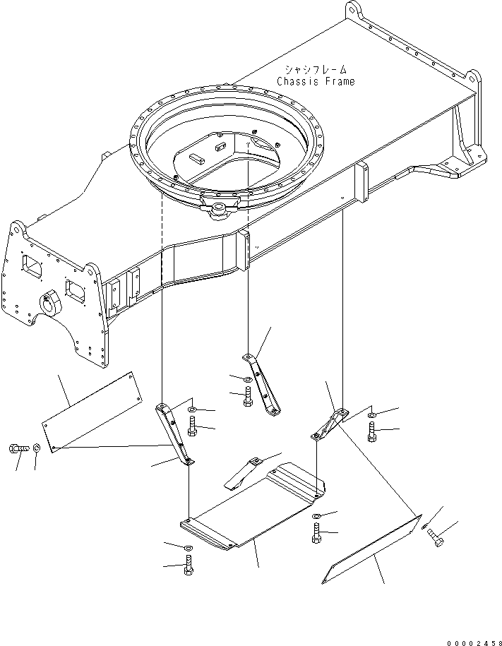Komatsu parts book diagram for PW220-7E0 S/N H65051-UP: TRANSMISSION UNDER GUARD