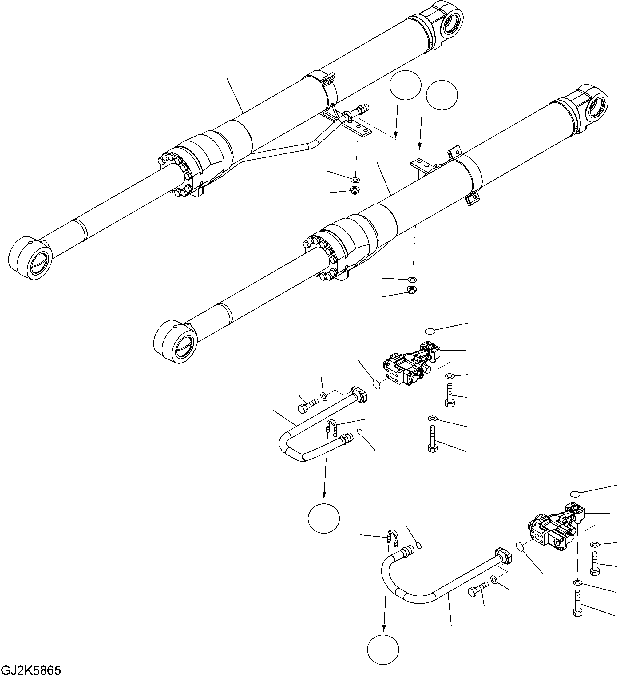 Komatsu parts book diagram for PW220-7E0 S/N H65051-UP: BOOM CYLINDER (WITH SAFETY VALVE) (FOR ONE-PIECE BOOM)