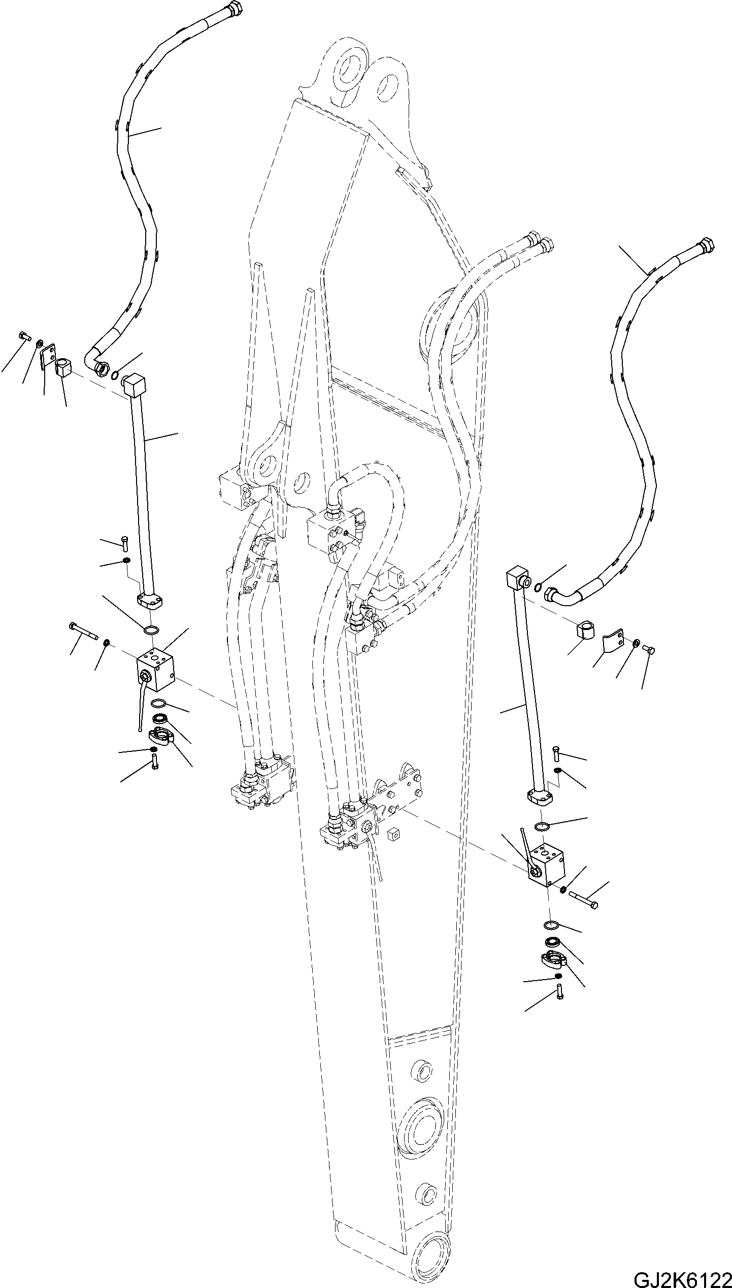Komatsu parts book diagram for PW220-7E0 S/N H65051-UP: ARM (2.9M) ADDITIONAL PIPING (TWO ATTACHMENTS)