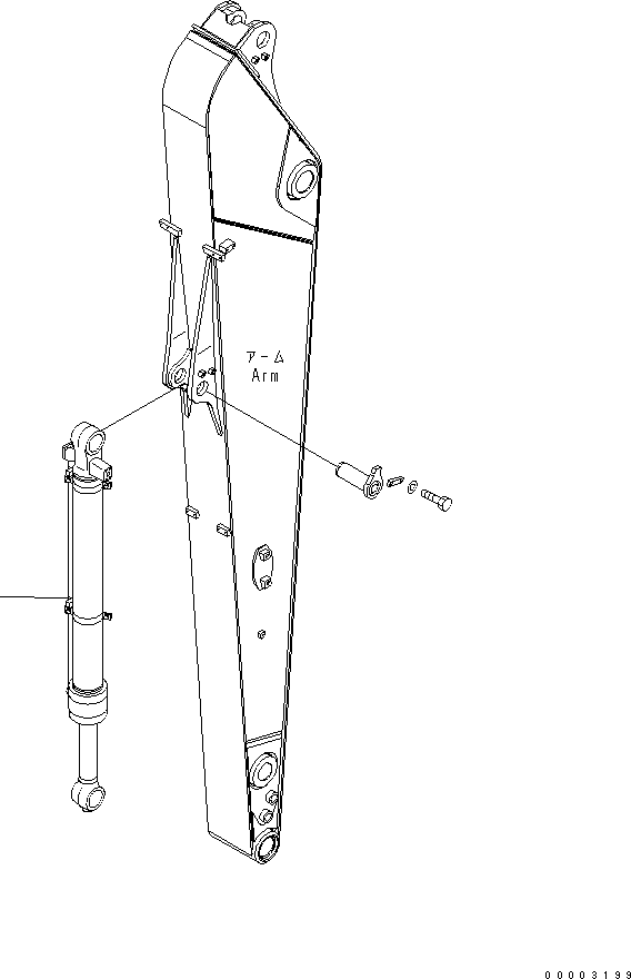 Komatsu parts book diagram for PW220-7E0 S/N H65051-UP: BUCKET CYLINDER (LARGE TYPE) (OPTION FOR 1.8M AND 2.4M ARM)