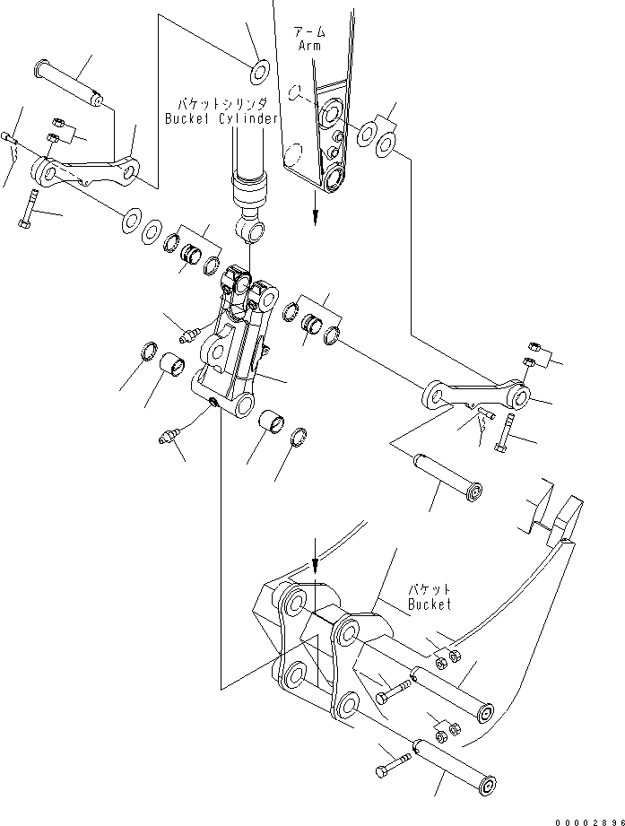 Komatsu parts book diagram for PW220-7E0 S/N H65051-UP: BUCKET LINK