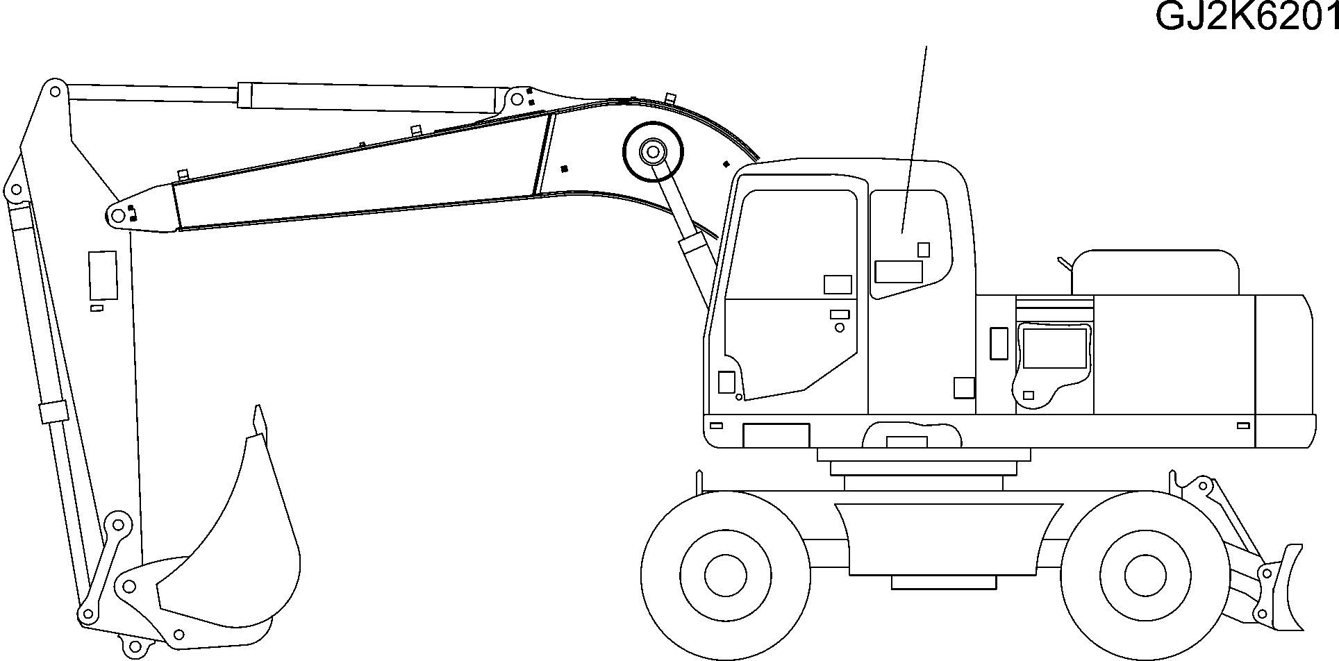 Komatsu parts book diagram for PW220-7E0 S/N H65051-UP: ADDITIONAL DECALS (ONE-PIECE BOOM - 2.55M WIDTH AXLE)