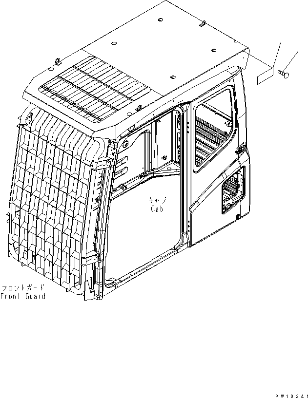 Komatsu parts book diagram for PW220-7E0 S/N H65051-UP: CAUTION PLATE (FOR FOPS FRONT GUARD)