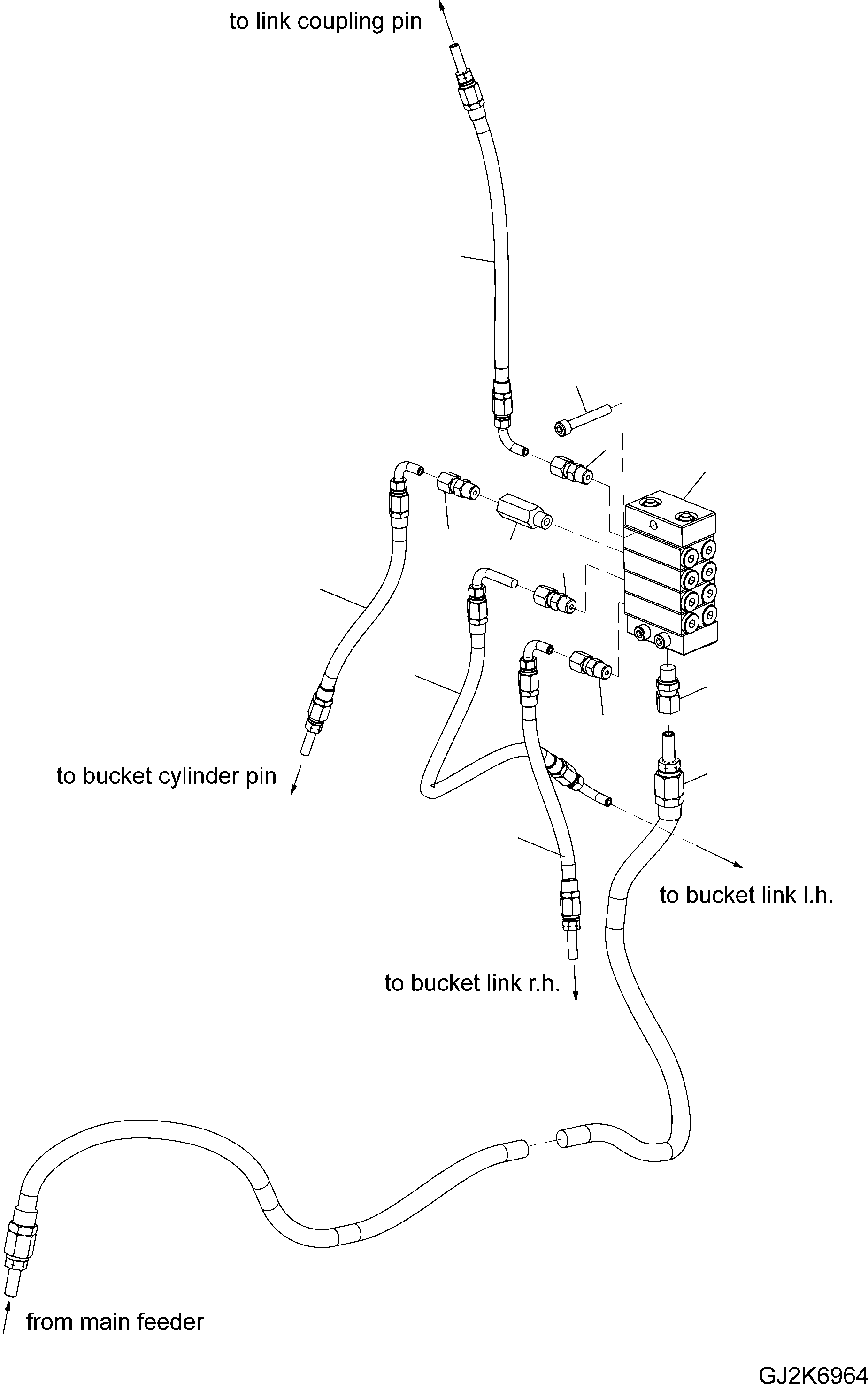 Komatsu parts book diagram for PW220-7E0 S/N H65051-UP: AUTO GREASE - LINK FEEDER (INNER PARTS)