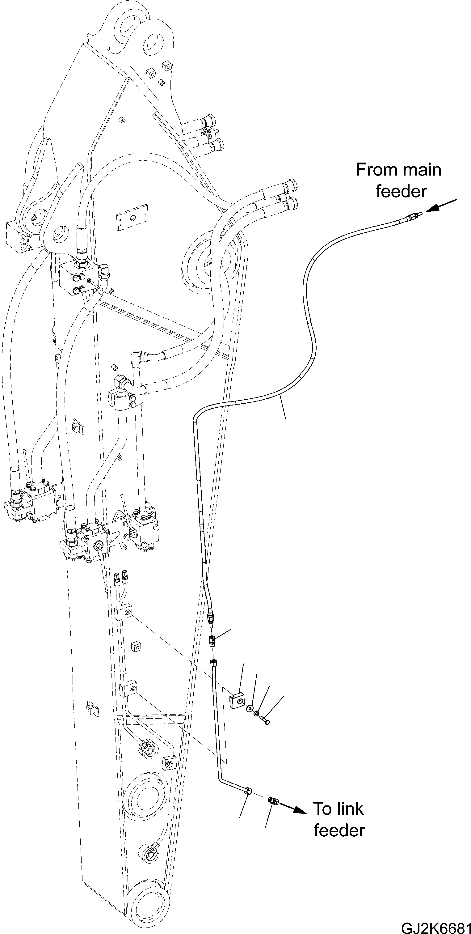 Komatsu parts book diagram for PW220-7E0 S/N H65051-UP: AUTO GREASE - ARM (3.5M)