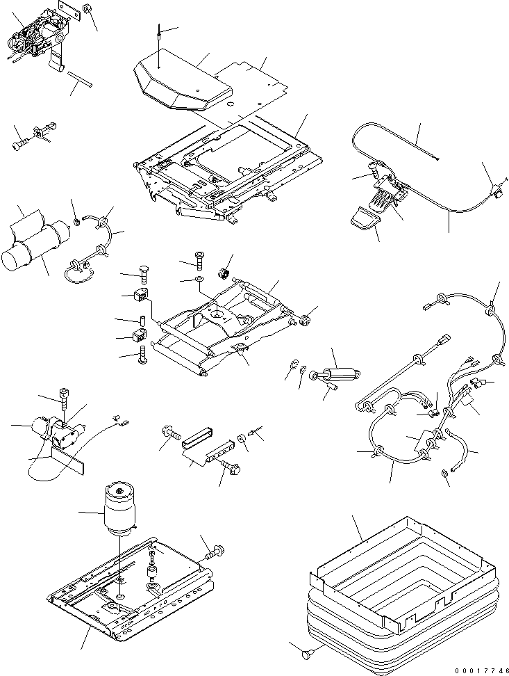 Komatsu parts book diagram for PW220-7E0 S/N H65051-UP: OPERATORґS SEAT ASSEMBLY, 2/2 (AIR SUSPENSION)