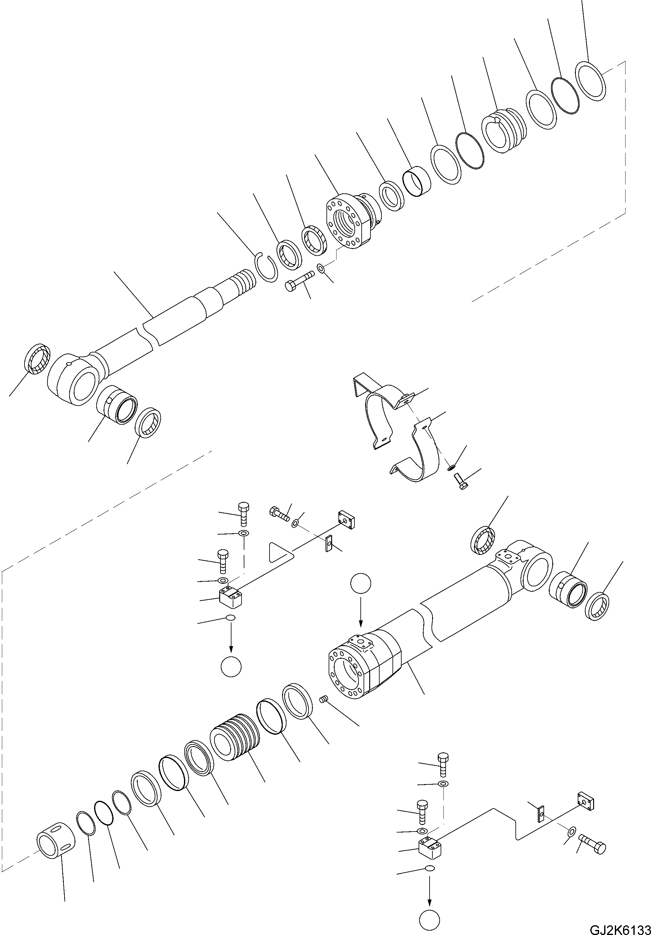 Komatsu parts book diagram for PW220-7E0 S/N H65051-UP: BOOM CYLINDER (FOR TWO-PIECE BOOM)
