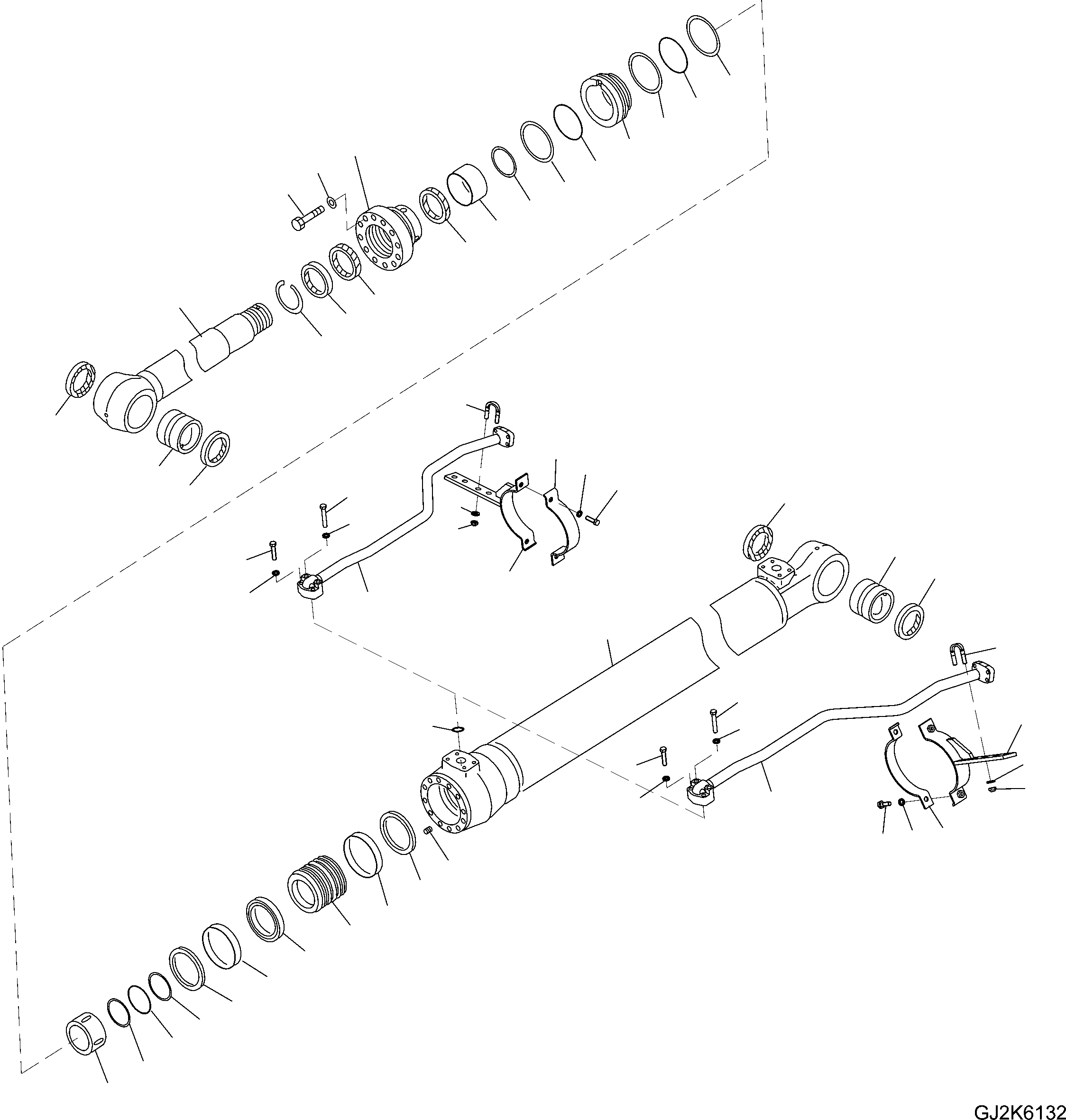 Komatsu parts book diagram for PW220-7E0 S/N H65051-UP: BOOM CYLINDER (FOR ONE-PIECE BOOM)