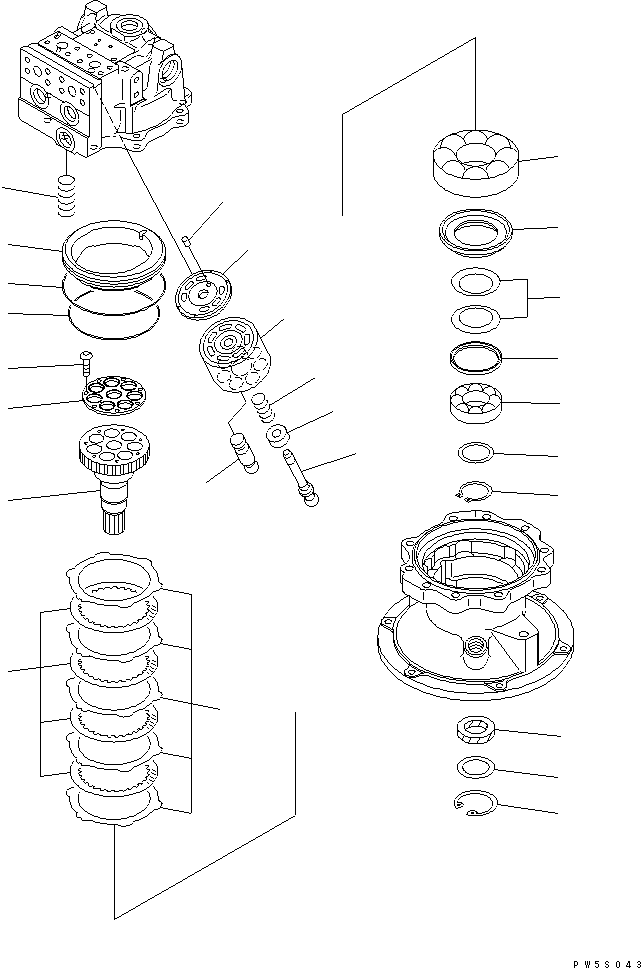 Komatsu parts book diagram for PW220-7E0 S/N H65051-UP: SWING MOTOR (2/3)