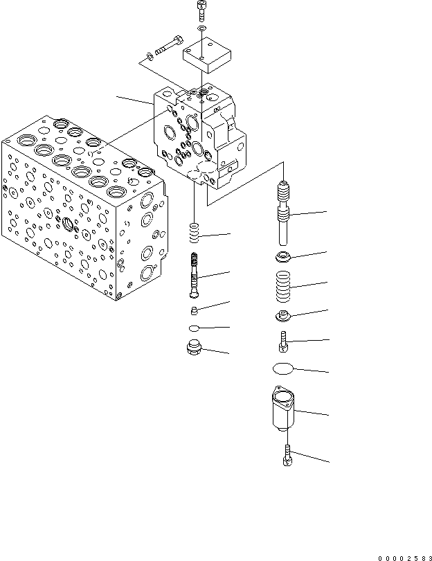 Komatsu parts book diagram for PW220-7E0 S/N H65051-UP: MAIN VALVE (8-SPOOL) (13/20) (FOR ONE-PIECE BOOM)