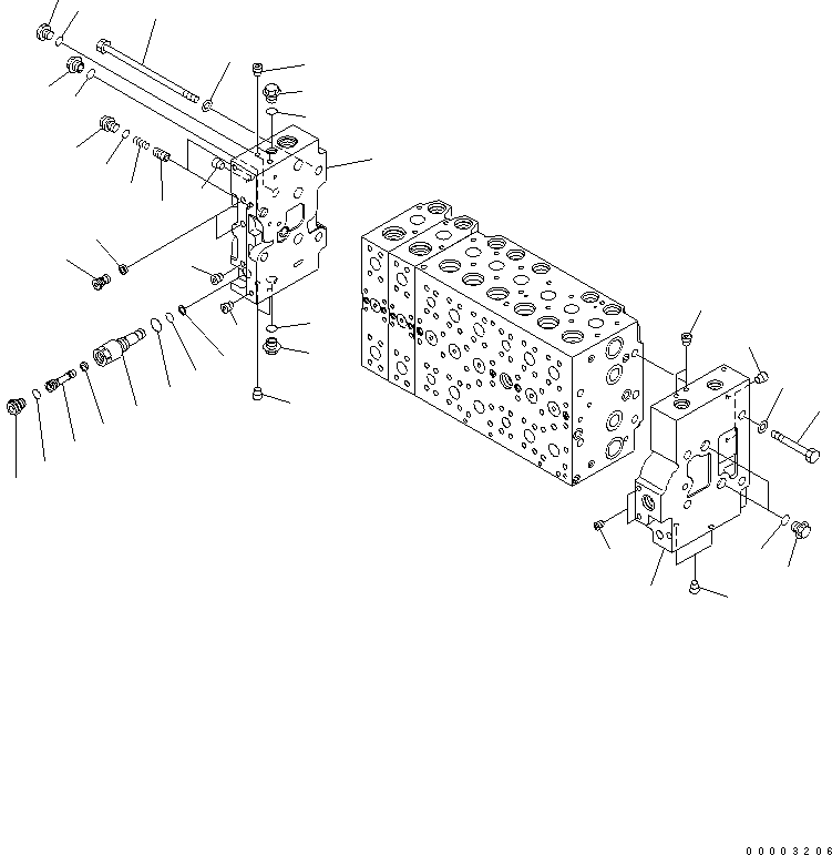 Komatsu parts book diagram for PW220-7E0 S/N H65051-UP: MAIN VALVE (8-SPOOL) (7/20) (FOR TWO-PIECE BOOM)