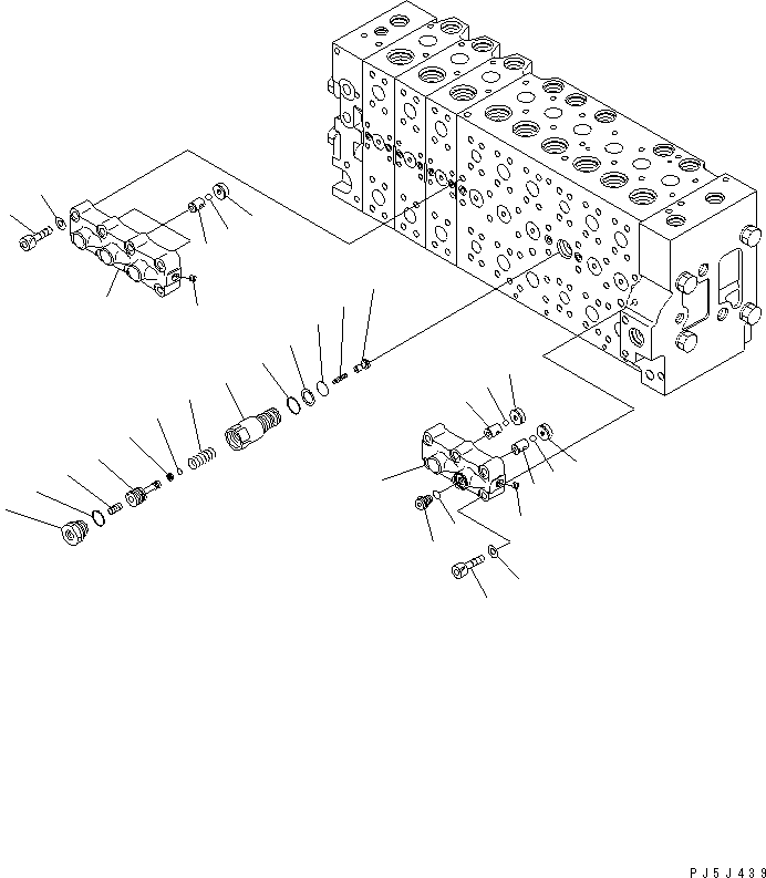 Komatsu parts book diagram for PW220-7E0 S/N H65051-UP: MAIN VALVE (9-SPOOL) (10/22) (FOR TWO-PIECE BOOM)