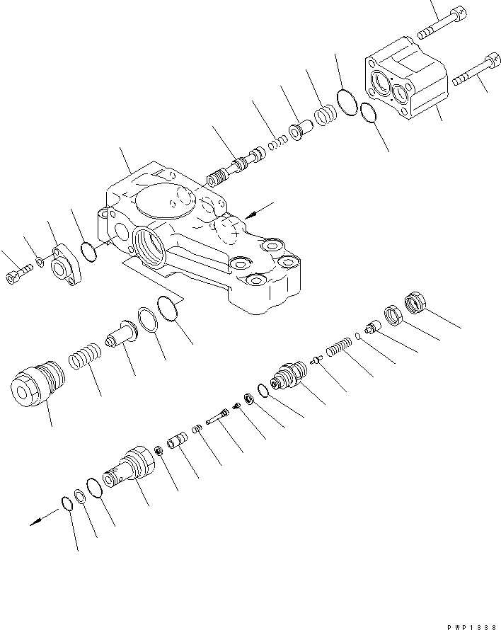 Komatsu parts book diagram for PW220-7E0 S/N H65051-UP: BURST VALVE RHS (FOR BOOM CYLINDER)