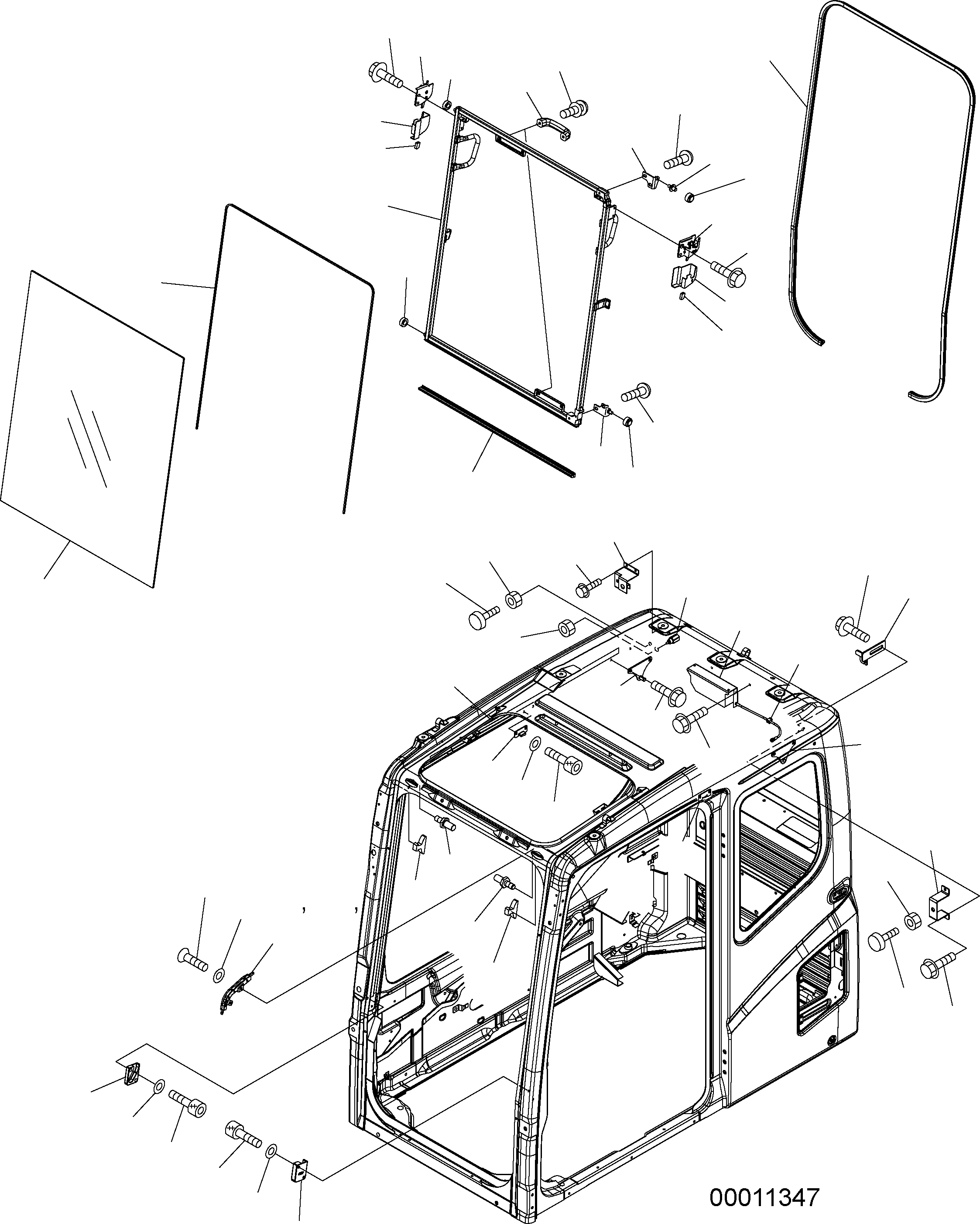 Excavators Komatsu / PW220-7H S/N H50051-UP(pw220_7h) / OPERATORґS CAB (FRONT WINDOW)(K0-9 : K0210-02A0)