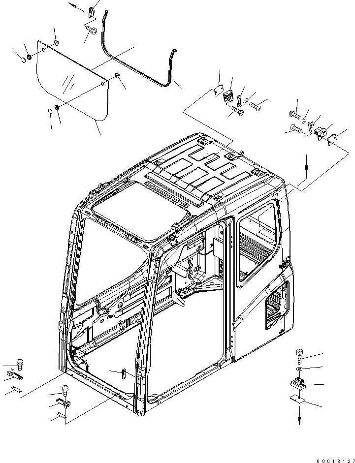 Excavators Komatsu / PW220-7H S/N H50051-UP(pw220_7h) / OPERATORґS CAB (FRONT LOWER WINDOW)(K0-10 : K0210-03A0)