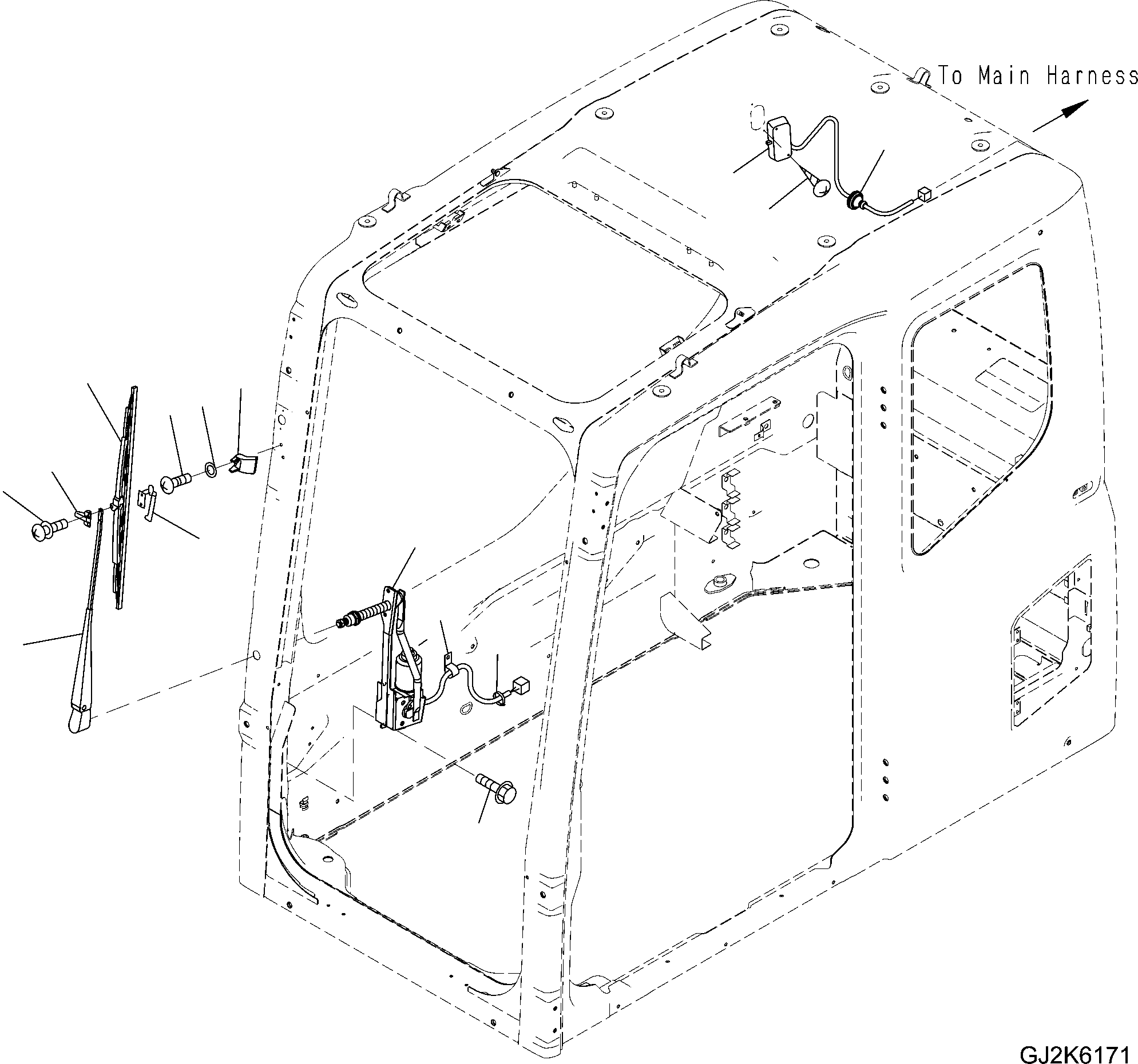 Excavators Komatsu / PW220-7H S/N H50051-UP(pw220_7h) / OPERATORґS CAB (WIPER AND ROOM LAMP)(K0-15 : K0210-08A0)