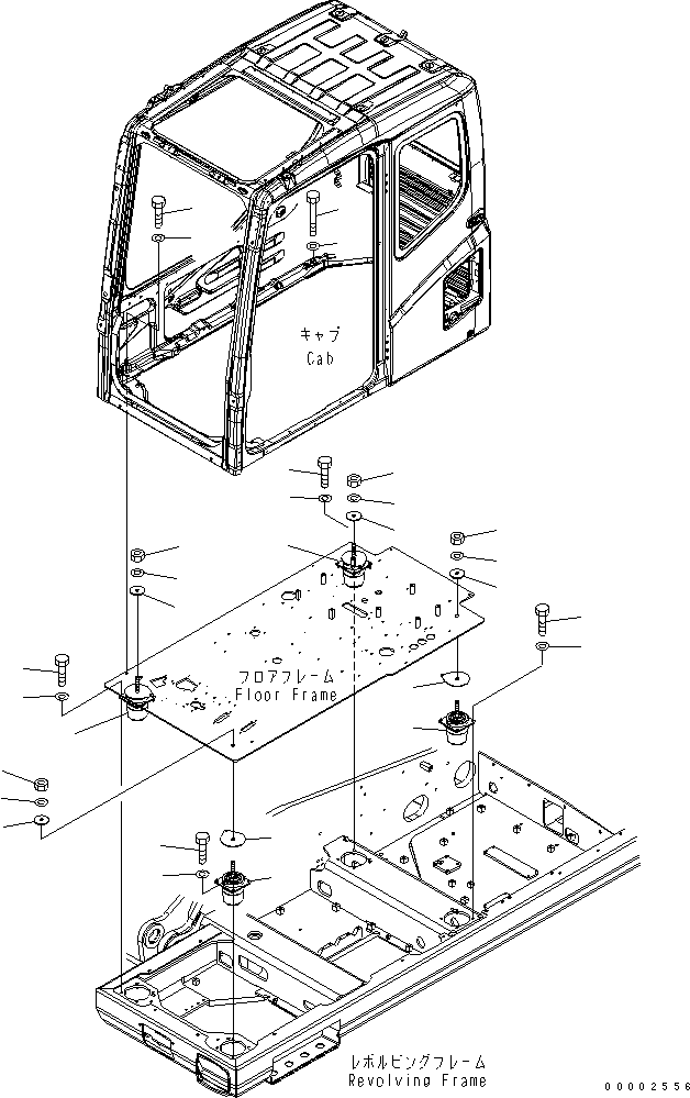Excavators Komatsu / PW220-7H S/N H50051-UP(pw220_7h) / LOWER MOUNT (FLOOR FRAME)(K0-63 : K1120-01A0)