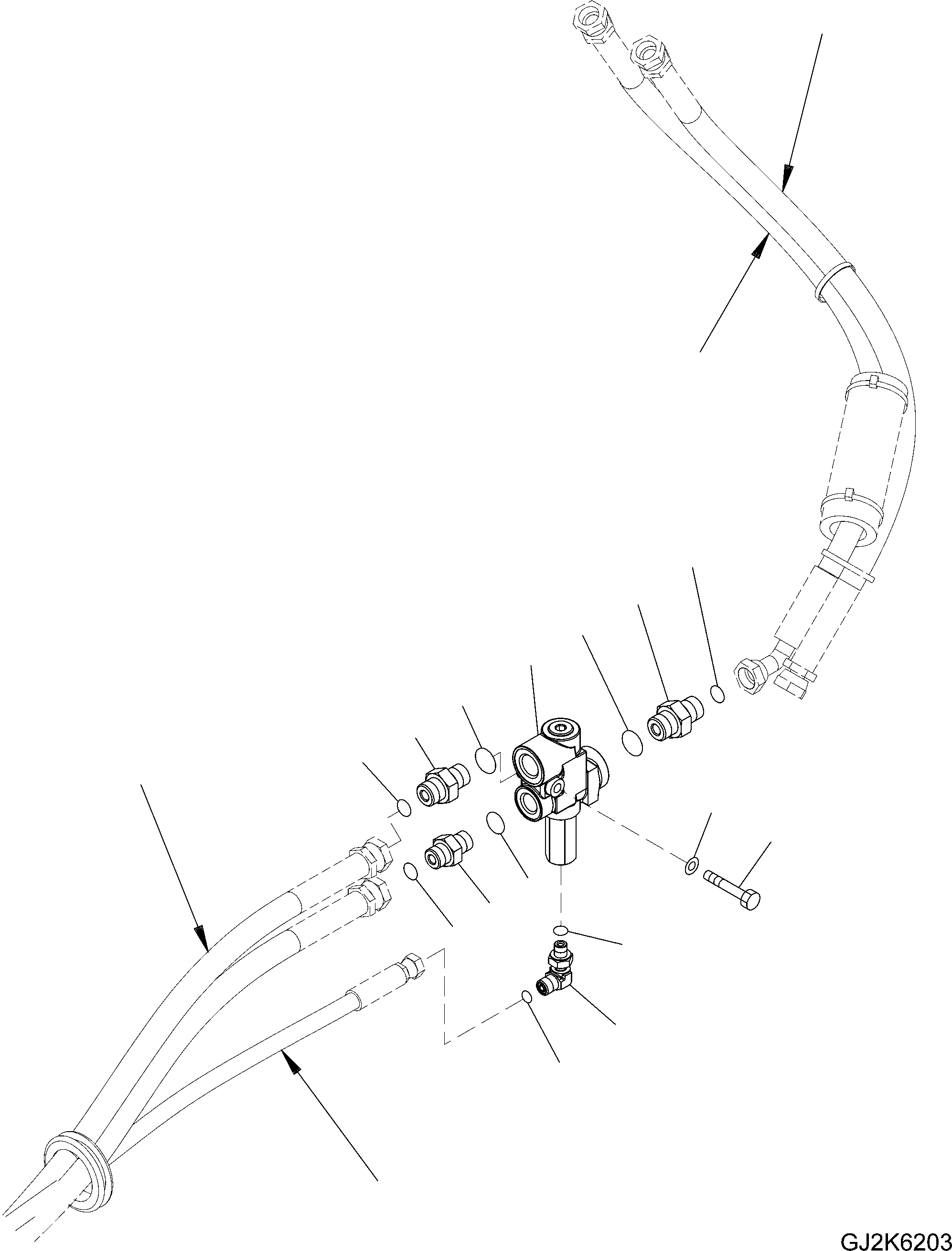 Excavators Komatsu / PW220-7H S/N H50051-UP(pw220_7h) / STEERING LINE (UPPER) (PRIORITY VALVE)(K0-65 : K1410-02A0)