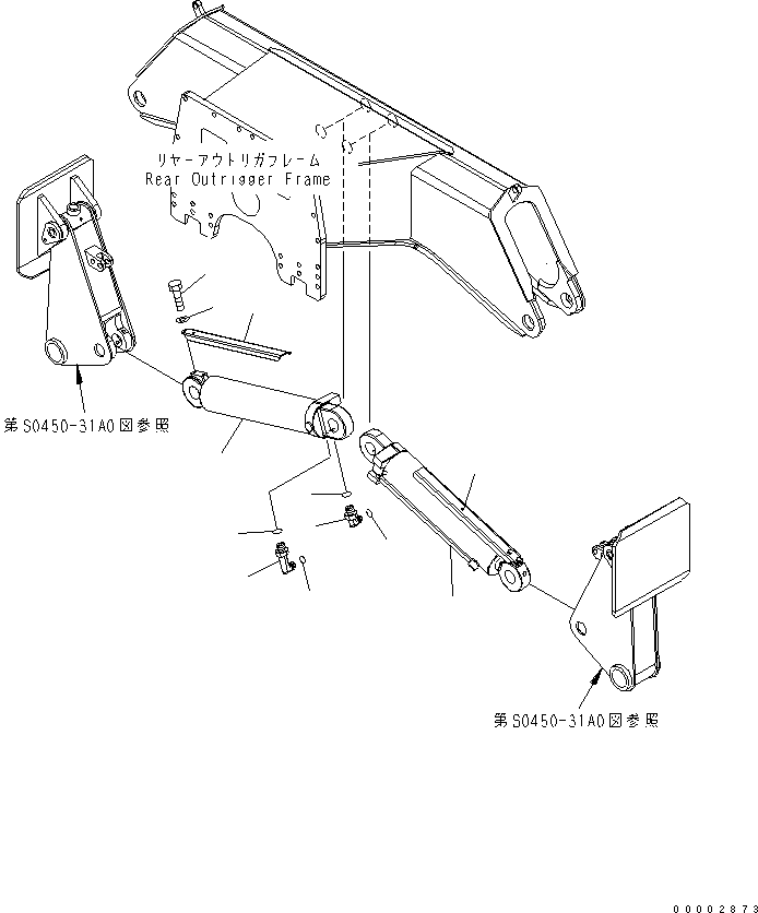 Excavators Komatsu / PW220-7H S/N H50051-UP(pw220_7h) / OUTRIGGER CYLINDER (FOR REAR OUTRIGGER)(S0-6 : S0430-32A0)