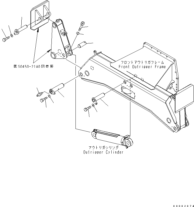 Excavators Komatsu / PW220-7H S/N H50051-UP(pw220_7h) / OUTRIGGER (OUTRIGGER PIN) (FOR FRONT OUTRIGGER)(S0-7 : S0440-21A0)
