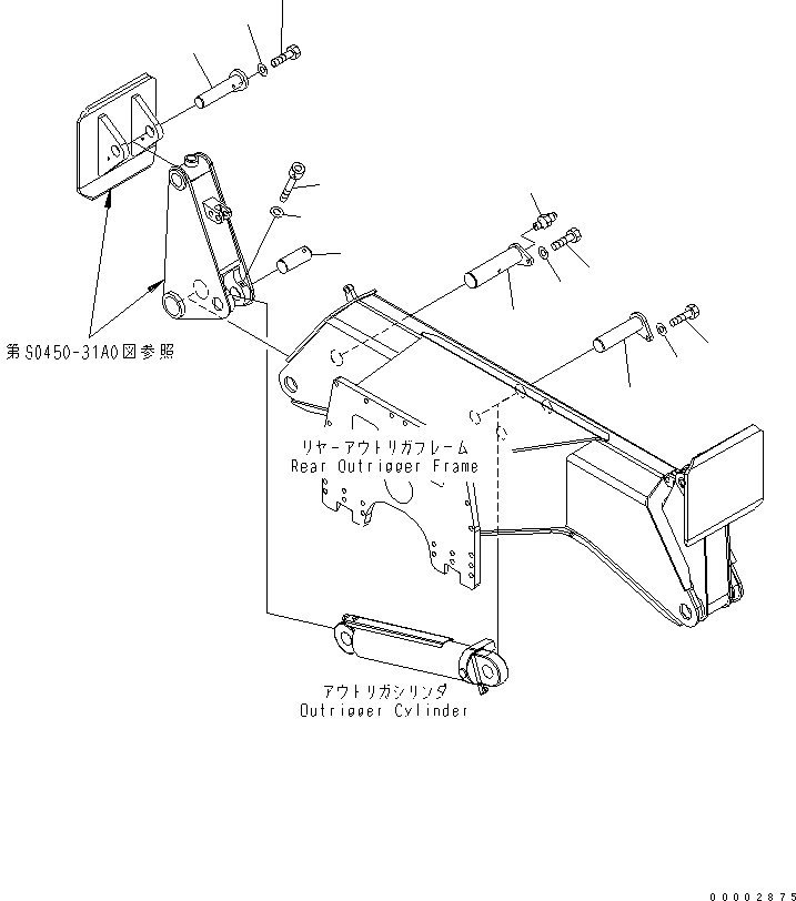 Excavators Komatsu / PW220-7H S/N H50051-UP(pw220_7h) / OUTRIGGER (OUTRIGGER PIN) (FOR REAR OUTRIGGER)(S0-8 : S0440-31A0)