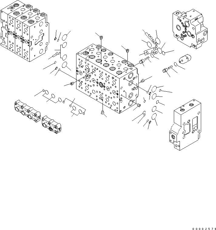 Excavators Komatsu / PW220-7H S/N H50051-UP(pw220_7h) / MAIN VALVE (9-SPOOL) (5/22) (FOR TWO-PIECE BOOM)(Y0-100 : Y1666-05A0)