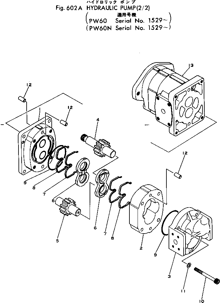 Excavators Komatsu / PW60-1 S/N 1501-UP(pw60-1c) / HYDRAULIC PUMP (2/2)(#1529-)(180040 : 602A)