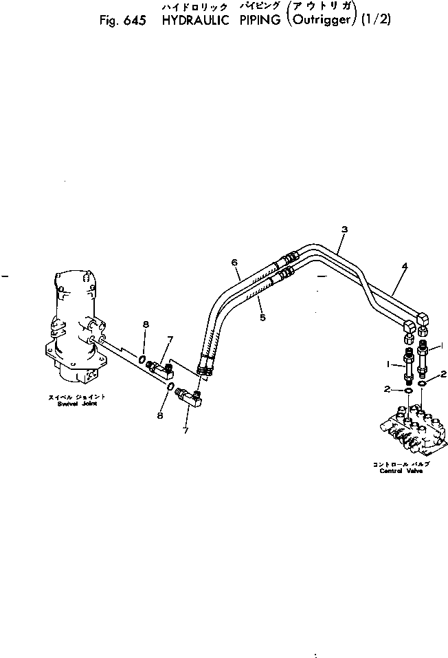 Excavators Komatsu / PW60-1 S/N 1501-UP(pw60-1c) / HYDRAULIC PIPING (OUTRIGGER) (1/2)(180230 : 645)