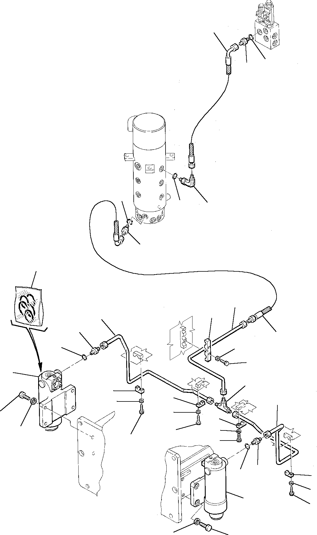 Excavators Komatsu / PW75-1 S/N 0000001-Up(pw75_1) / HYDRAULIC PIPING SUSPENSION LOCK CYLINDER LINE(M3-60 : 3530)