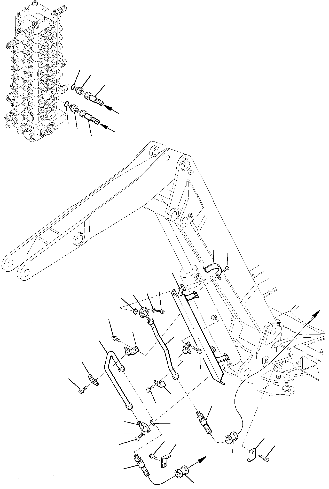 Excavators Komatsu / PW75-1 S/N 0000001-Up(pw75_1) / HYDRAULIC PIPING (BOOM CYLINDER LINE) (WITH 2-PIECES BOOM)(M6-74 : 6701)