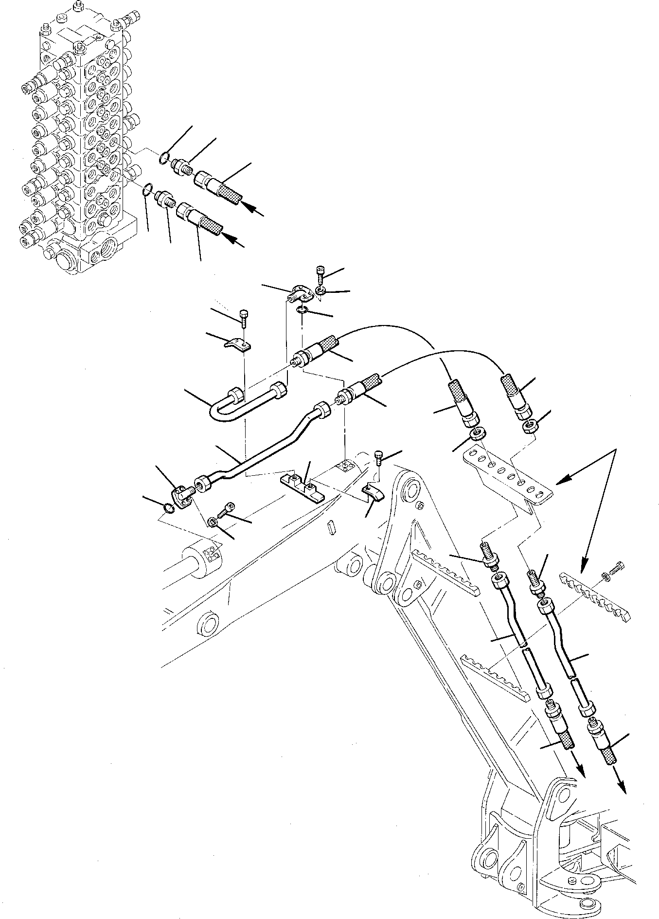 Excavators Komatsu / PW75-1 S/N 0000001-Up(pw75_1) / HYDRAULIC PIPING (ARM CYLINDER LINE) (FOR 2-PIECE BOOM)(M6-84 : 6721)