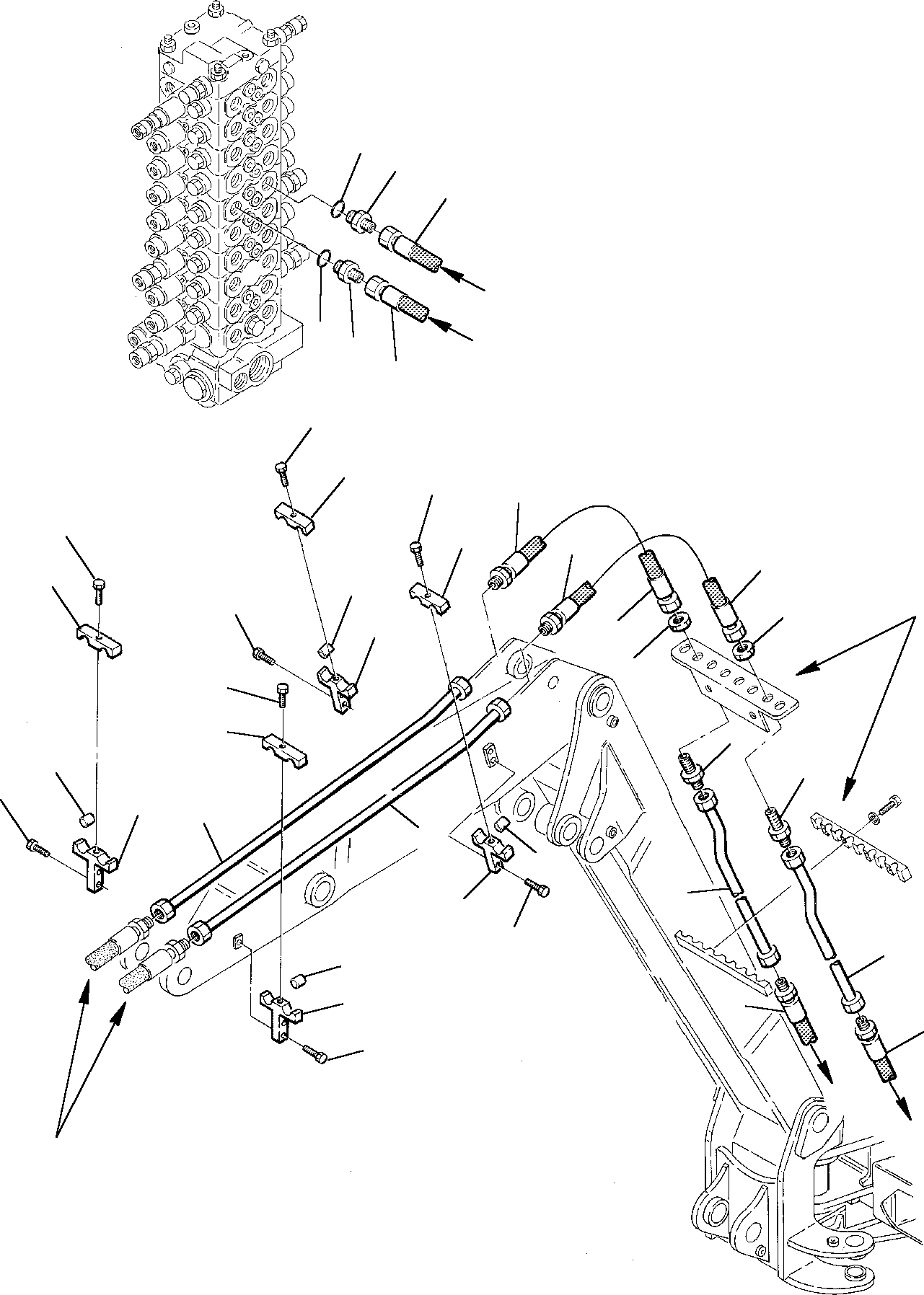 Excavators Komatsu / PW75-1 S/N 0000001-Up(pw75_1) / HYDRAULIC PIPING (BUCKET CYLINDER LINE) (FOR 2-PIECE BOOM)(M6-90 : 6731)