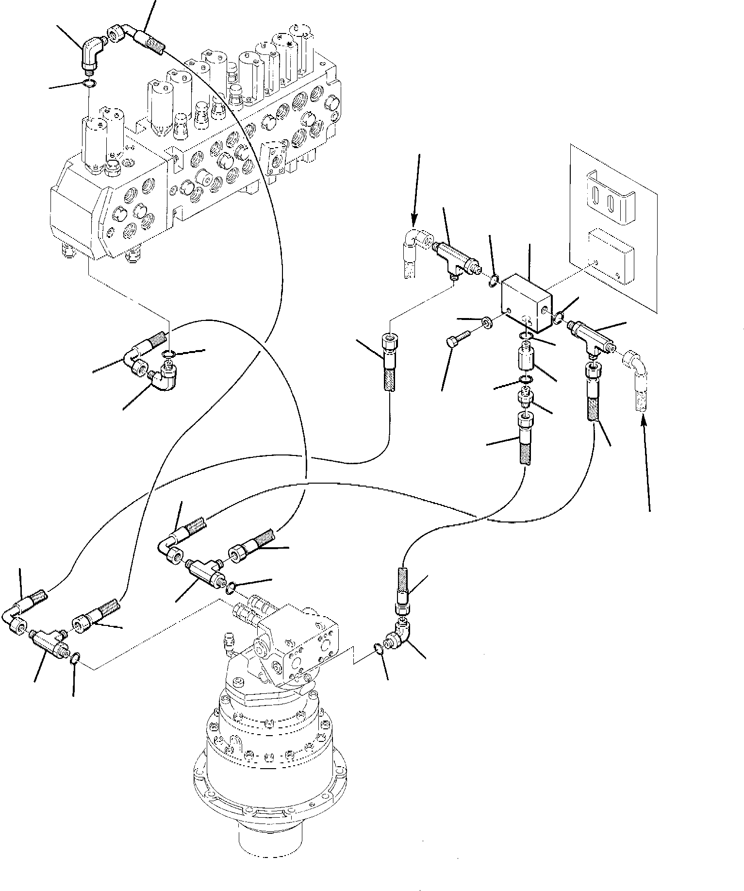 Excavators Komatsu / PW95-1  S/N 0005747-Up(pw95_1) / HYDRAULIC PIPING (ARM AND SWING VALVE LINE) (3/3)(E-0080 : 4222)