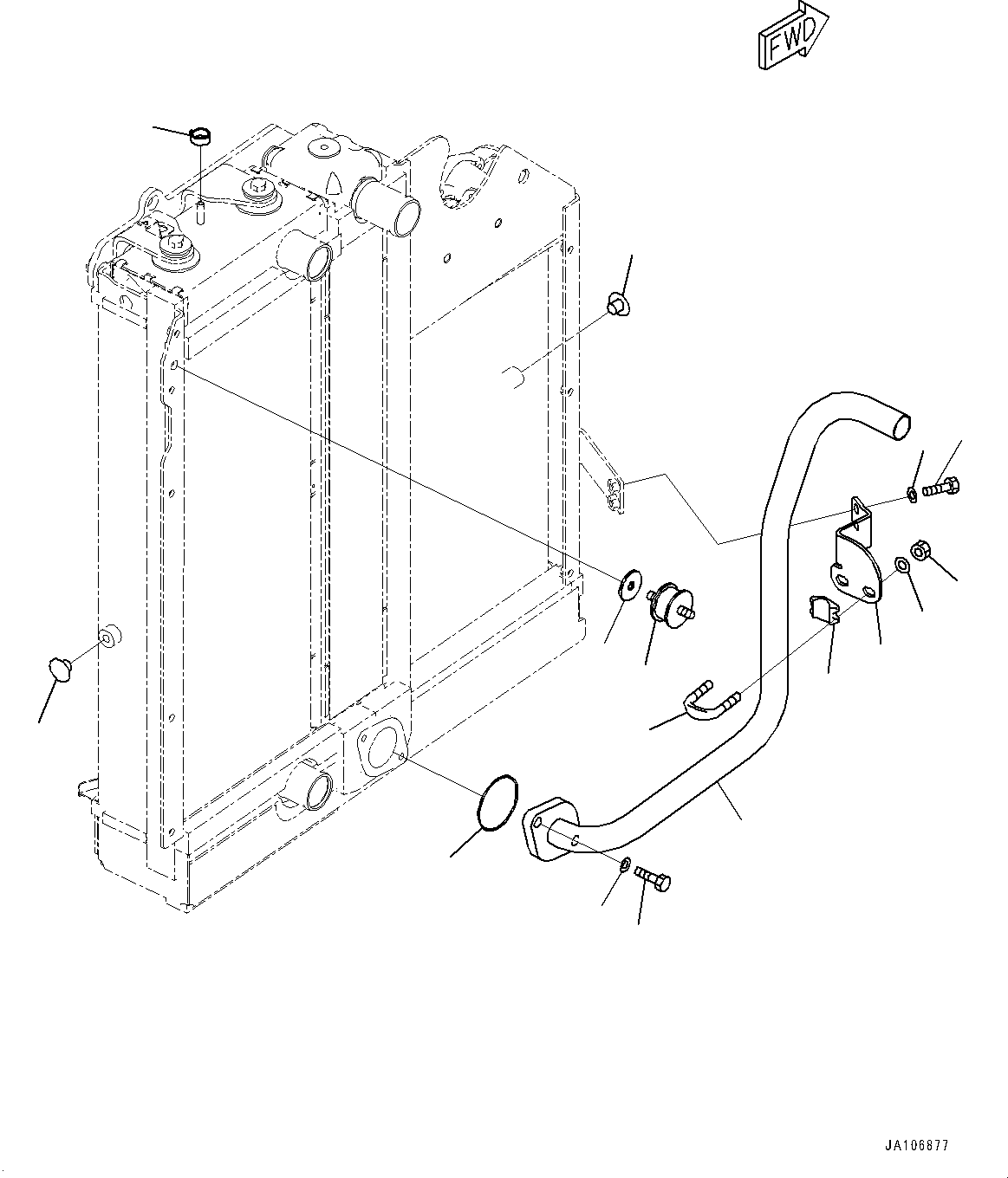 Komatsu parts book diagram for PW98MR-11E0 S/N F30001 AND UP: COOLING SYSTEM, PIPING (1/2)