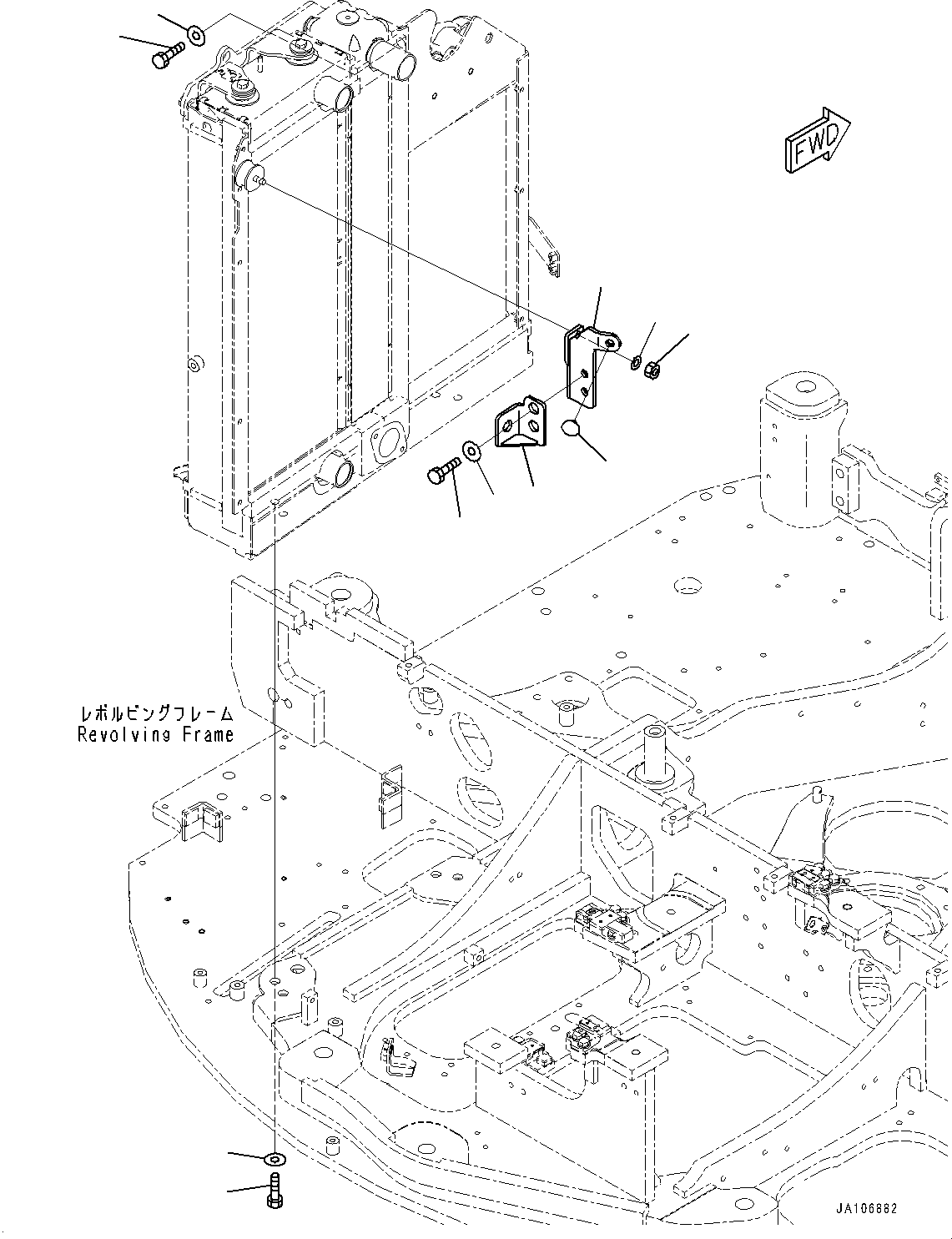 Komatsu parts book diagram for PW98MR-11E0 S/N F30001 AND UP: COOLING SYSTEM, MOUNTING