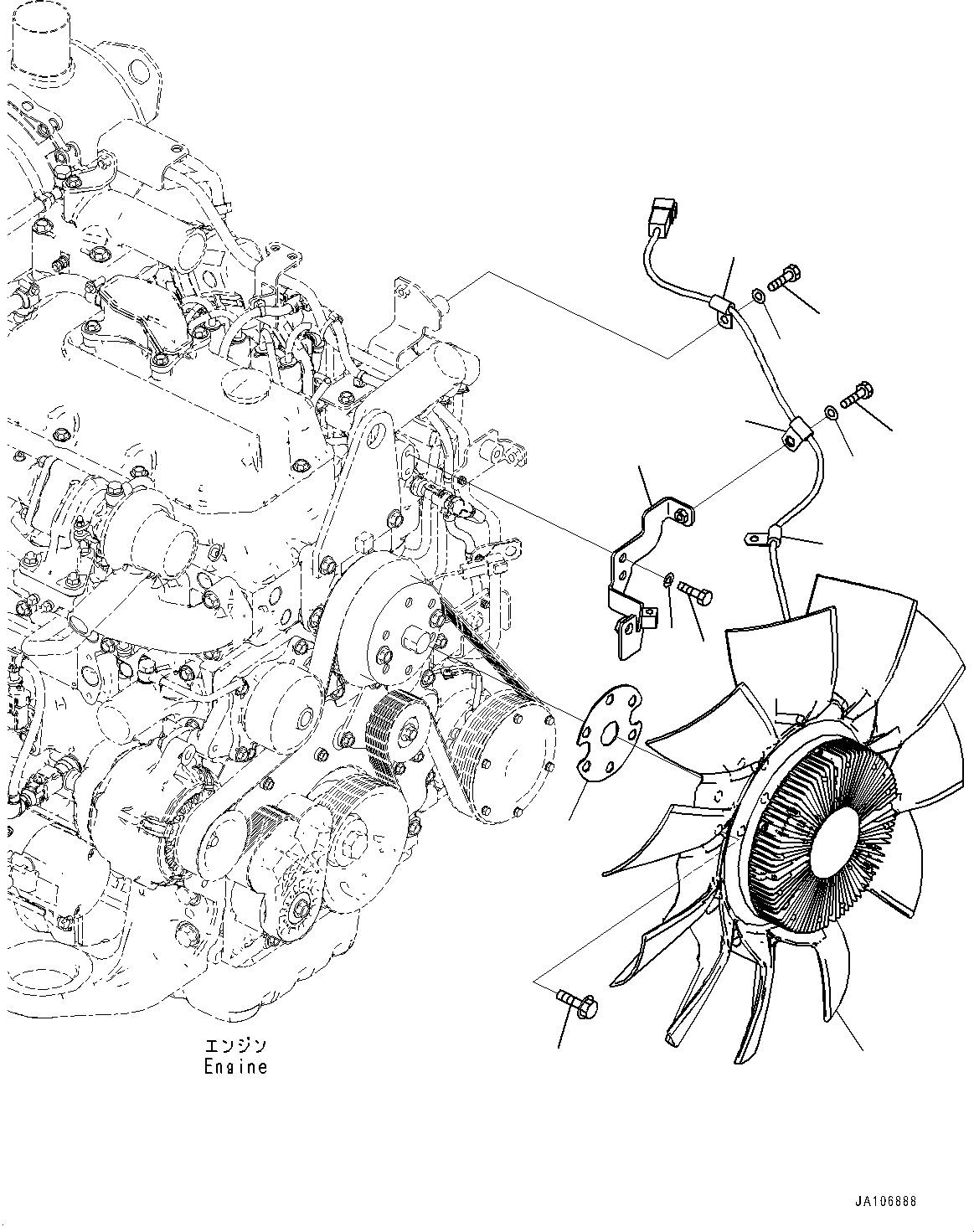 Komatsu parts book diagram for PW98MR-11E0 S/N F30001 AND UP: FAN CLUTCH