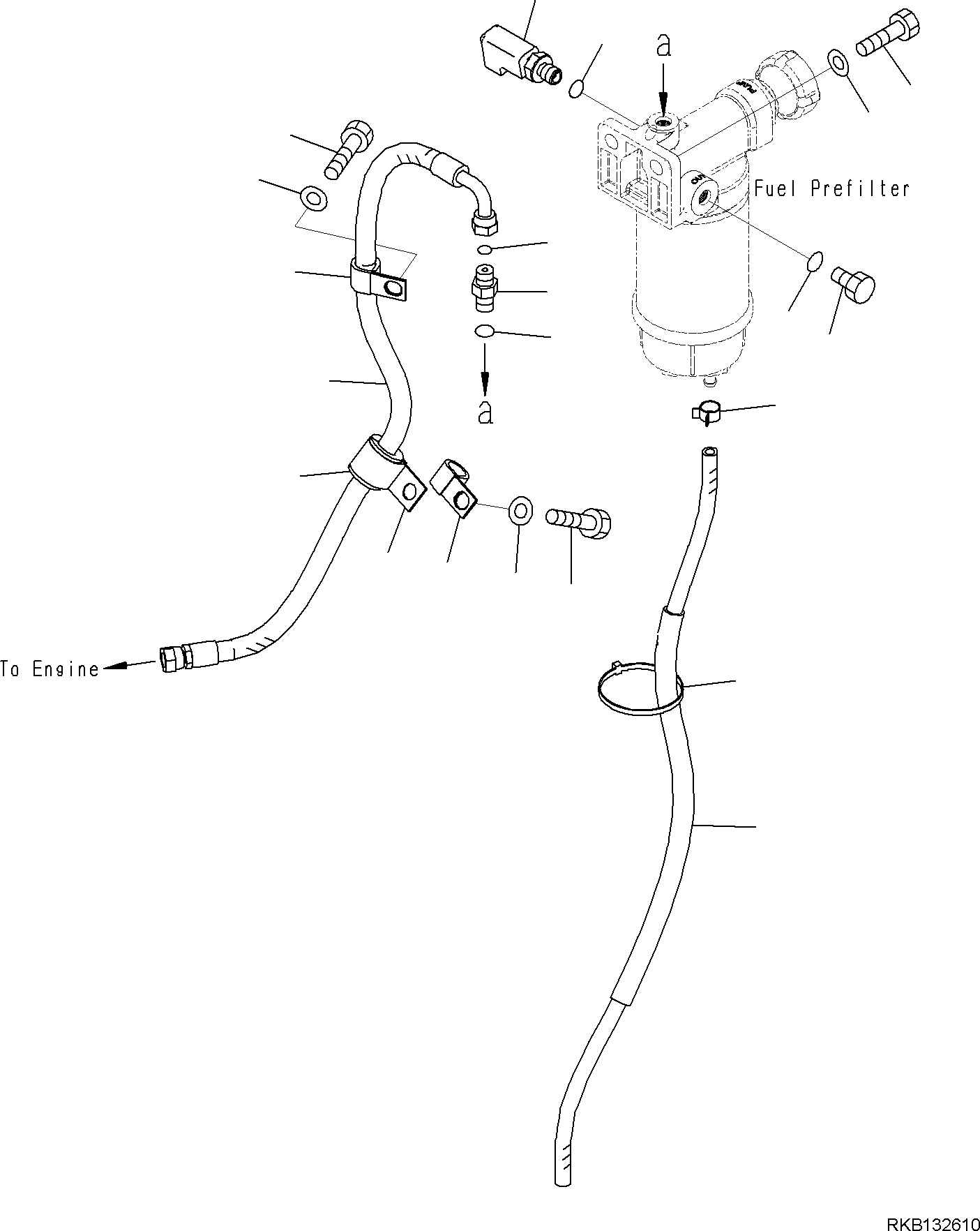 Komatsu parts book diagram for PW98MR-11E0 S/N F30001 AND UP: FUEL SUPPLY PIPING, FUEL PREFILTER PIPING
