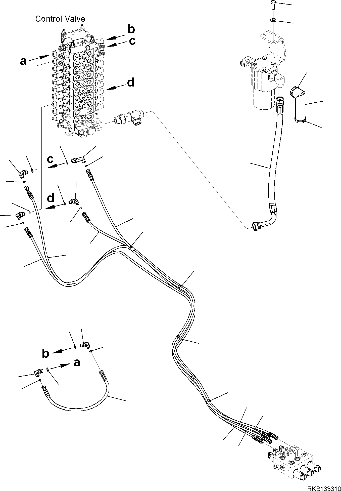 Komatsu parts book diagram for PW98MR-11E0 S/N F30001 AND UP: ATTACHMENT PIPING, PIPING (1/2)