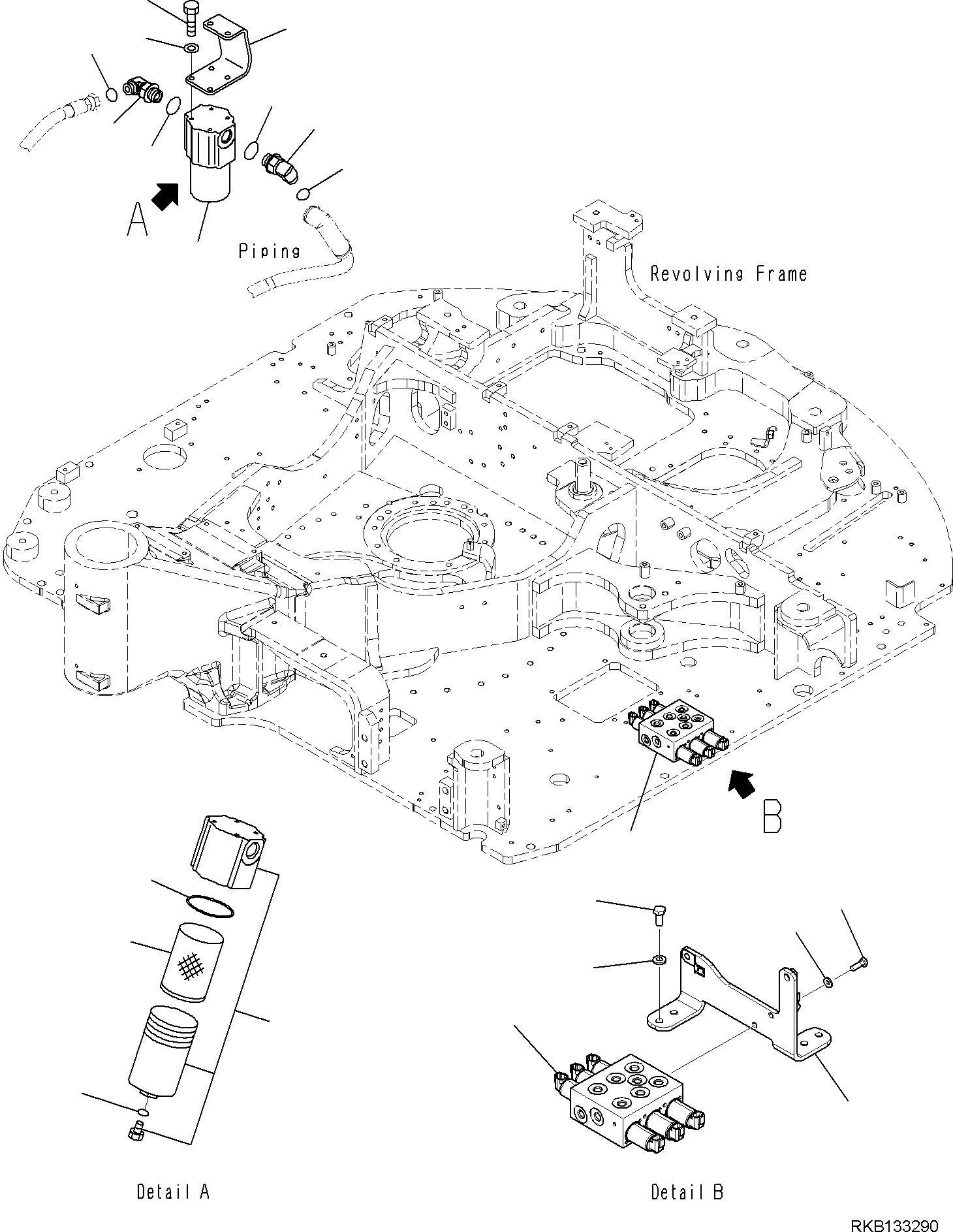Komatsu parts book diagram for PW98MR-11E0 S/N F30001 AND UP: ATTACHMENT PIPING, FILTER ASSEMBLY